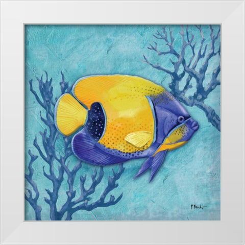 Azure Tropical Fish V White Modern Wood Framed Art Print by Brent, Paul