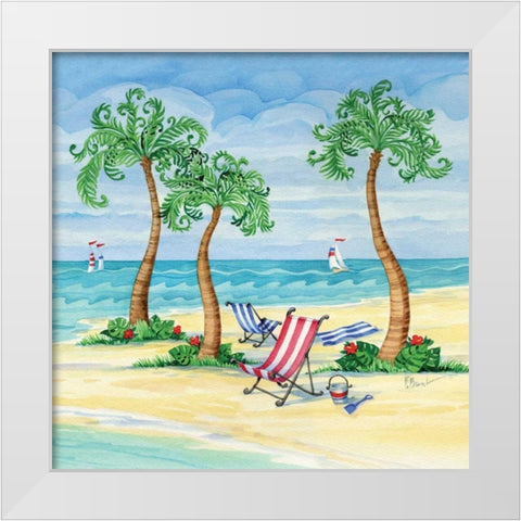Whimsy Bay Chairs II White Modern Wood Framed Art Print by Brent, Paul