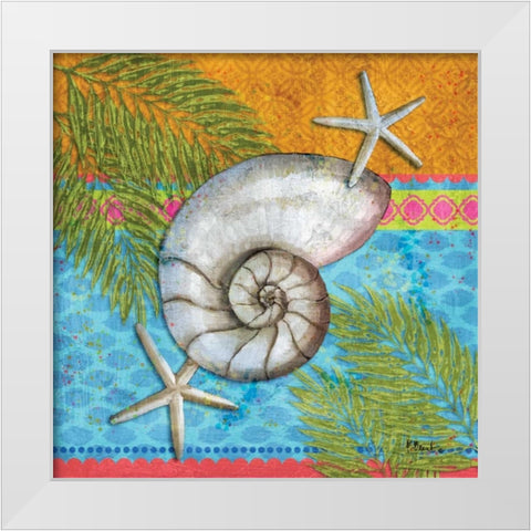 Pacific Shells III White Modern Wood Framed Art Print by Brent, Paul