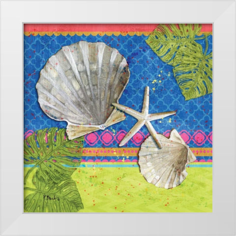 Pacific Shells IV White Modern Wood Framed Art Print by Brent, Paul
