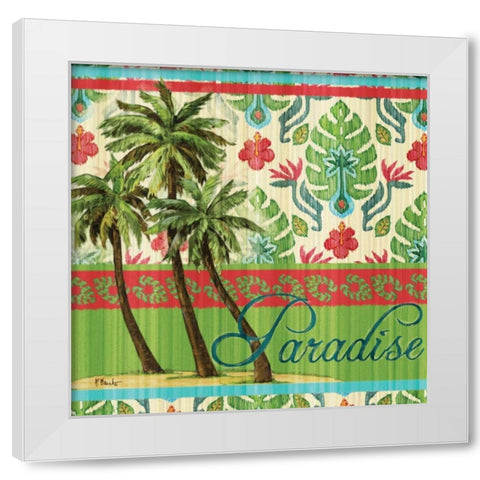 Tropical Ikat Palm I White Modern Wood Framed Art Print by Brent, Paul