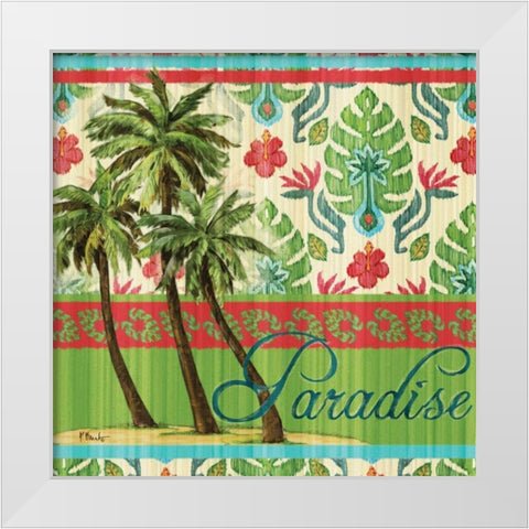 Tropical Ikat Palm I White Modern Wood Framed Art Print by Brent, Paul