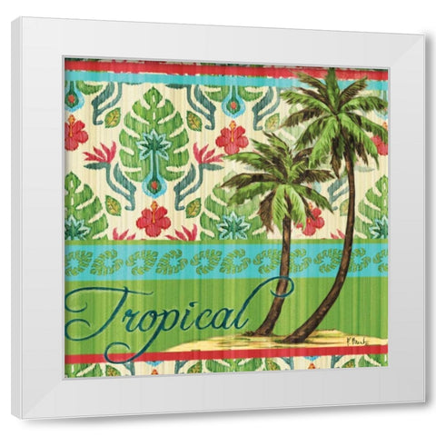 Tropical Ikat Palm II White Modern Wood Framed Art Print by Brent, Paul