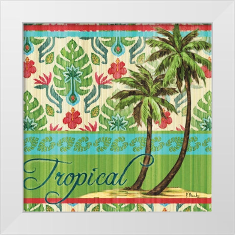 Tropical Ikat Palm II White Modern Wood Framed Art Print by Brent, Paul