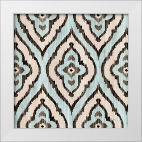 Blue Ikat III White Modern Wood Framed Art Print by Brent, Paul
