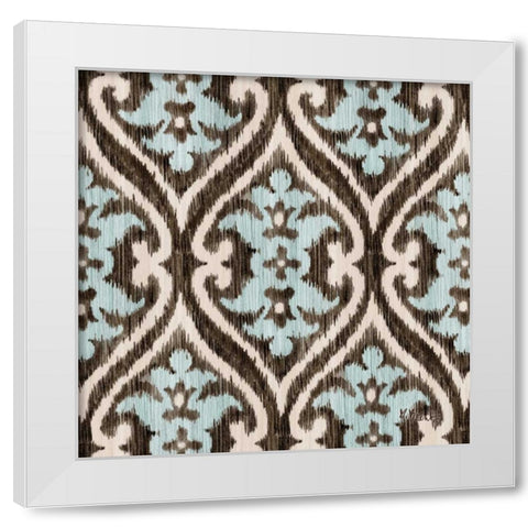 Blue Ikat IV White Modern Wood Framed Art Print by Brent, Paul