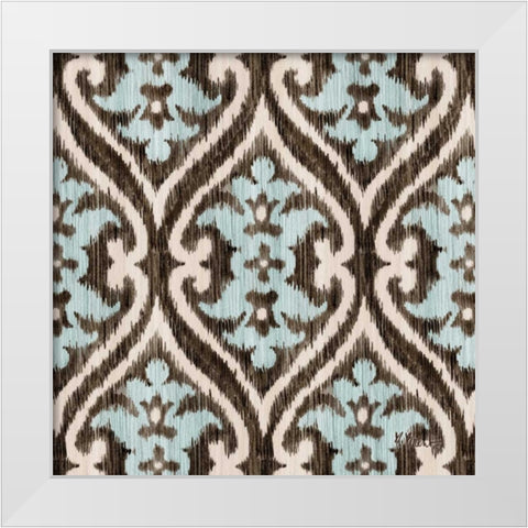 Blue Ikat IV White Modern Wood Framed Art Print by Brent, Paul