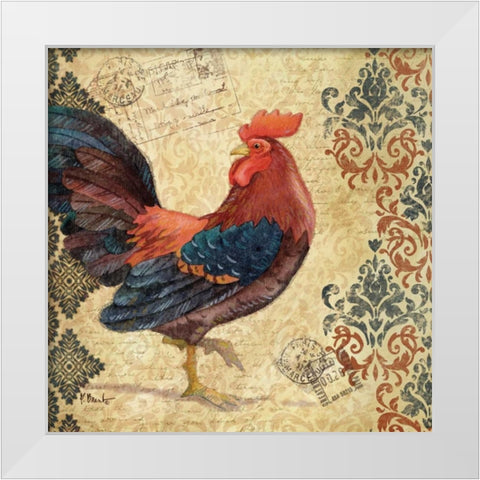 Gourmet Rooster I White Modern Wood Framed Art Print by Brent, Paul