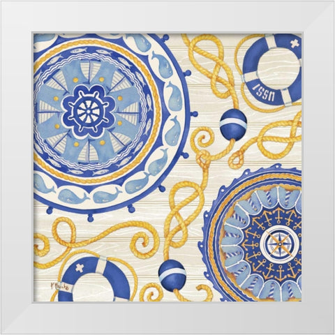 Nautical Suzani I White Modern Wood Framed Art Print by Brent, Paul