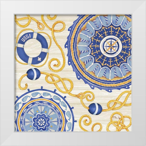 Nautical Suzani II White Modern Wood Framed Art Print by Brent, Paul