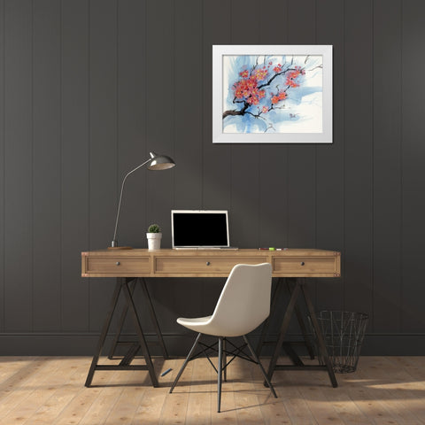 Cherry Blossoms I White Modern Wood Framed Art Print by Brent, Paul