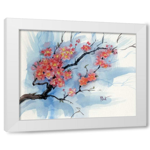 Cherry Blossoms I White Modern Wood Framed Art Print by Brent, Paul