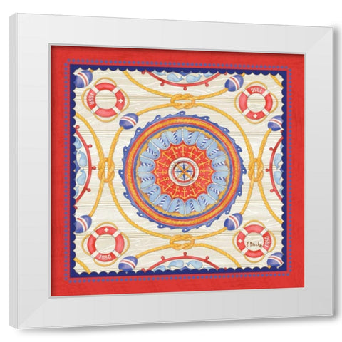 Red Nautical Suzani II White Modern Wood Framed Art Print by Brent, Paul