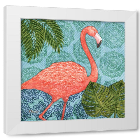 Bahama Flamingo I White Modern Wood Framed Art Print by Brent, Paul