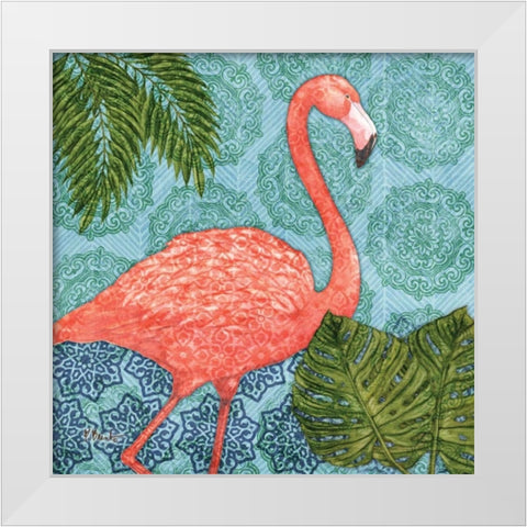 Bahama Flamingo I White Modern Wood Framed Art Print by Brent, Paul