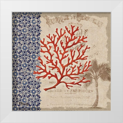 Burlap Coral I White Modern Wood Framed Art Print by Brent, Paul