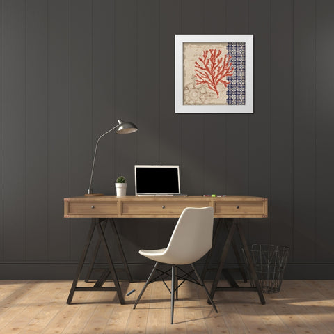 Burlap Coral II White Modern Wood Framed Art Print by Brent, Paul