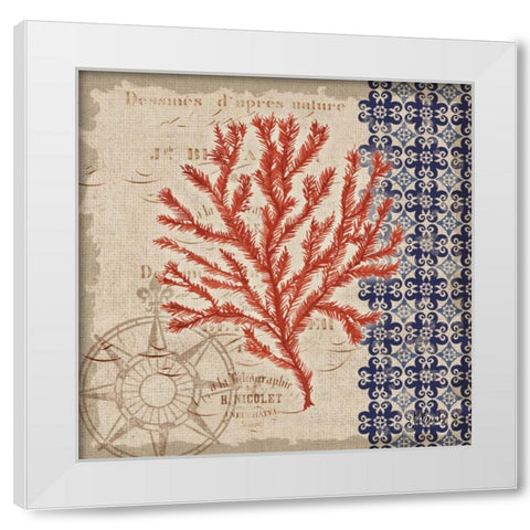 Burlap Coral II White Modern Wood Framed Art Print by Brent, Paul