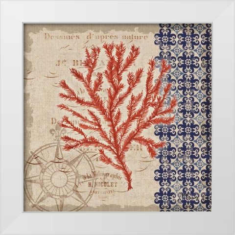 Burlap Coral II White Modern Wood Framed Art Print by Brent, Paul
