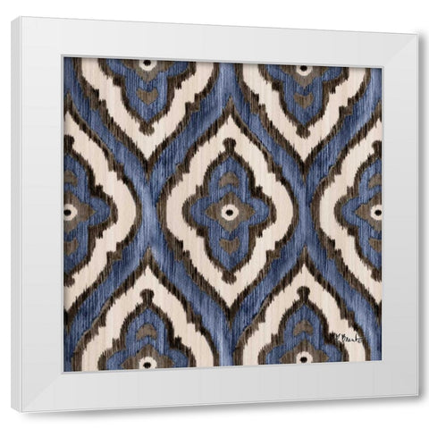 Indigo Ikat III White Modern Wood Framed Art Print by Brent, Paul