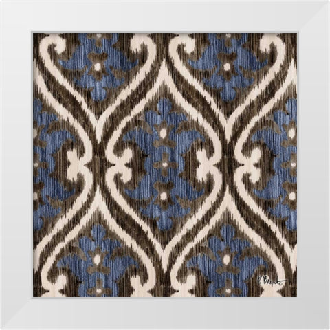 Indigo Ikat IV White Modern Wood Framed Art Print by Brent, Paul