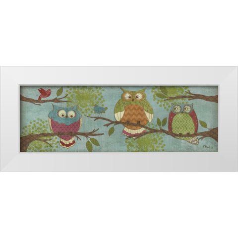 Fantasy Owls Family I White Modern Wood Framed Art Print by Brent, Paul
