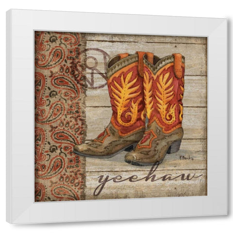 Wild West Boots I White Modern Wood Framed Art Print by Brent, Paul