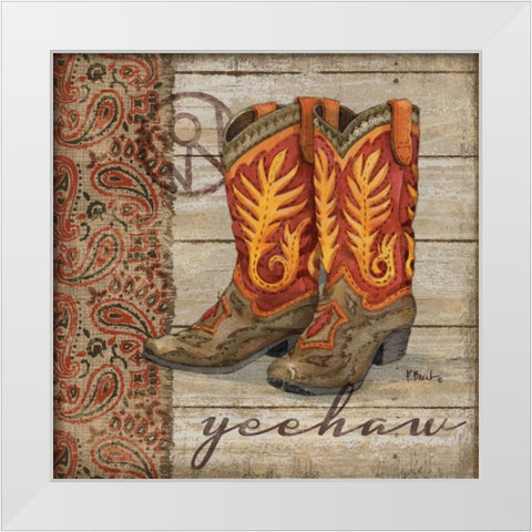 Wild West Boots I White Modern Wood Framed Art Print by Brent, Paul