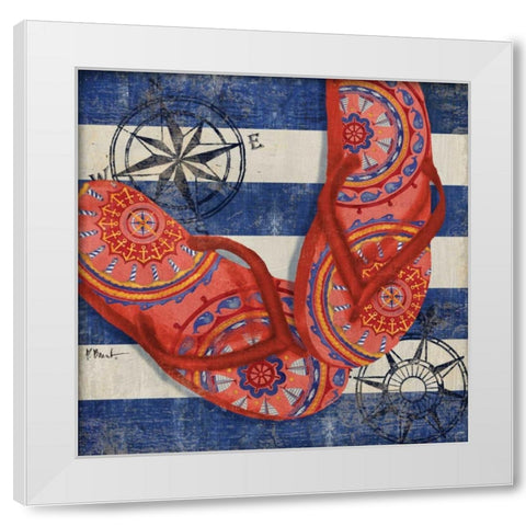 Nautical Flip Flops I White Modern Wood Framed Art Print by Brent, Paul