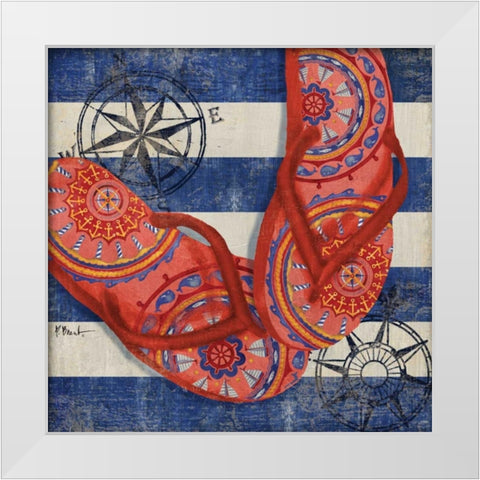 Nautical Flip Flops I White Modern Wood Framed Art Print by Brent, Paul