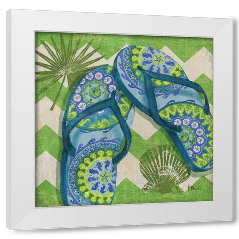 Coastal Flip Flops I White Modern Wood Framed Art Print by Brent, Paul