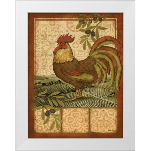 Tuscan Rooster I White Modern Wood Framed Art Print by Brent, Paul