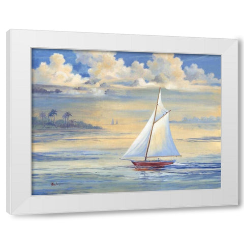 Bay of Palms White Modern Wood Framed Art Print by Brent, Paul