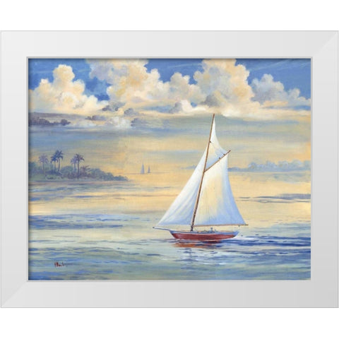 Bay of Palms White Modern Wood Framed Art Print by Brent, Paul