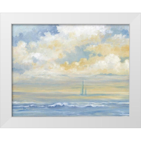 Misty Morning Sail White Modern Wood Framed Art Print by Brent, Paul