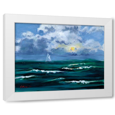 Sailboat Cloudscape White Modern Wood Framed Art Print by Brent, Paul