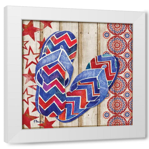 Patriotic Sarasota Sandals II White Modern Wood Framed Art Print by Brent, Paul