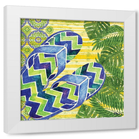 Blue Sarasota Sandals I White Modern Wood Framed Art Print by Brent, Paul