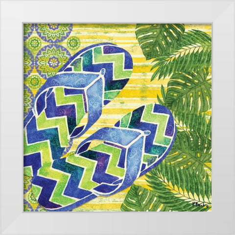Blue Sarasota Sandals I White Modern Wood Framed Art Print by Brent, Paul