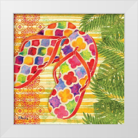 Red Sarasota Sandals I White Modern Wood Framed Art Print by Brent, Paul