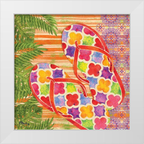 Red Sarasota Sandals II White Modern Wood Framed Art Print by Brent, Paul