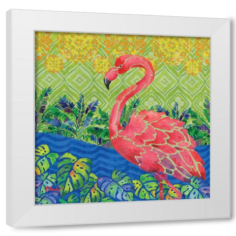 Flamingo Lagoon II White Modern Wood Framed Art Print by Brent, Paul
