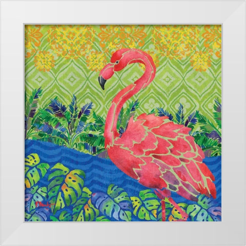 Flamingo Lagoon II White Modern Wood Framed Art Print by Brent, Paul