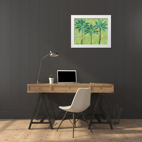 Paradise Palms Green White Modern Wood Framed Art Print by Brent, Paul