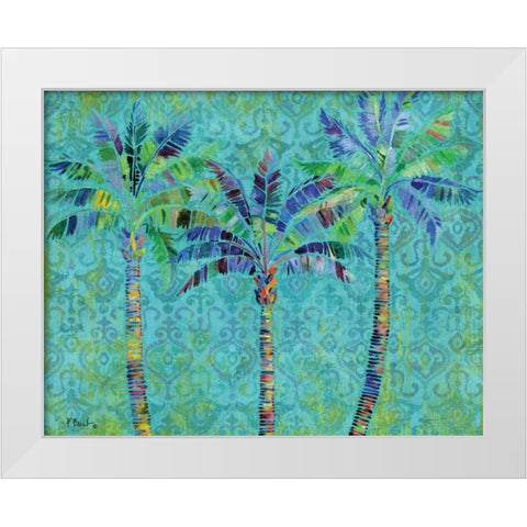 Paradise Palms Turquoise White Modern Wood Framed Art Print by Brent, Paul
