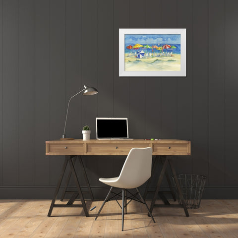 Watercolor Beach White Modern Wood Framed Art Print by Brent, Paul