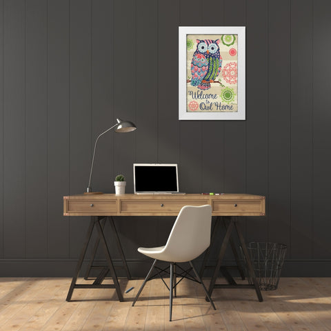 Groovy Owls II White Modern Wood Framed Art Print by Brent, Paul