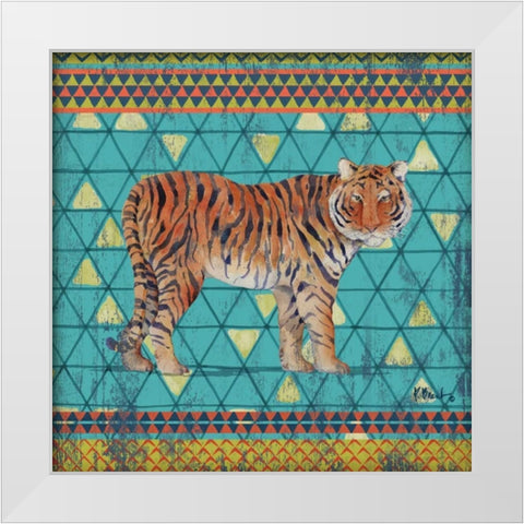 Tribal Trek III White Modern Wood Framed Art Print by Brent, Paul