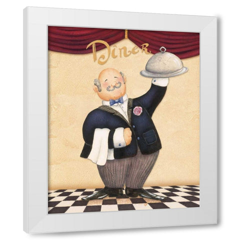 The Waiter - Diner White Modern Wood Framed Art Print by Brissonnet, Daphne