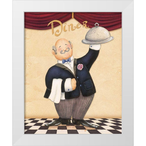 The Waiter - Diner White Modern Wood Framed Art Print by Brissonnet, Daphne